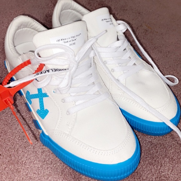 off white arrow low top neon canvas sneakers pink